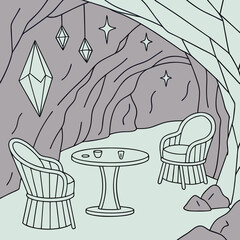 vector illustration of a cave painting