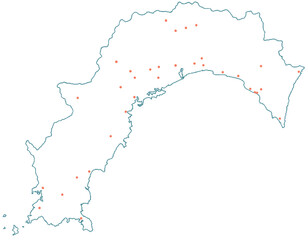 高知県　地図　白　斑点　イラスト