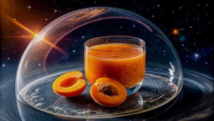 Apricot Juice in a Glowing Crystal Planetary Shell