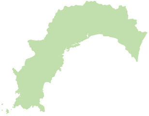 高知県　地図　黄緑　イラスト
