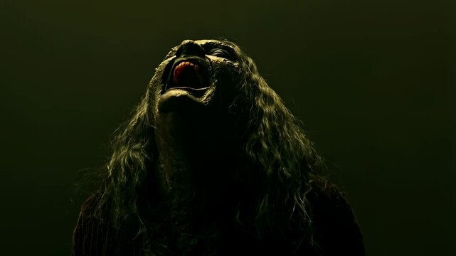 Creepy jumpscare: ghostly demon nightmare unfolds in eerie shadows