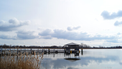 Seebrücke, See, Himmel, Wasser, Natur, Landschaft, Sonne