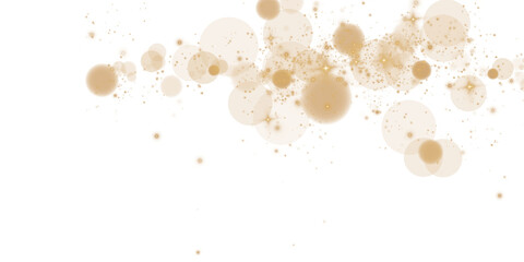 Beautiful warm beige bokeh effect featuring glowing orbs and soft sparkles on a transparent background.