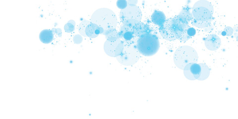 A breathtaking blue bokeh effect presenting glowing orbs along with gentle sparkles on a clear transparent background