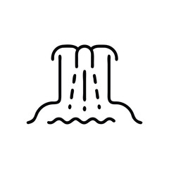 Waterfall icon, nature, cascade, flowing, water, stream, liquid, splash, droplets, illustration