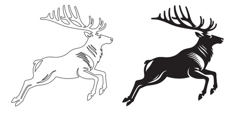 Majestic elk vector art – sleek silhouette for adventure, wildlife, and forest-themed projects – elk silhouette – elk vector – elk illustration – minimalist elk outline – elk line art

