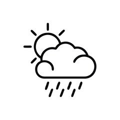 Sunny weather icon, partly cloudy, rain shower, sun, cloud, precipitation