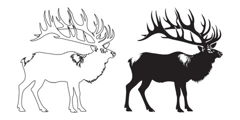 Simple elk silhouette – clean and bold vector design for forest and wildlife logos – elk silhouette – elk vector – elk illustration – minimalist elk outline – elk icon

