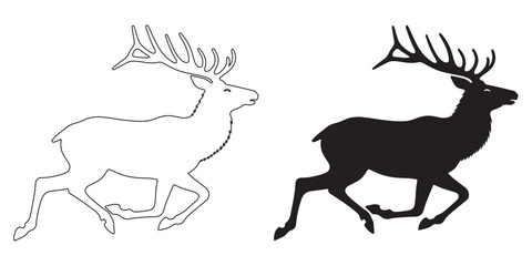 Rustic elk silhouette vector – ideal design for nature-inspired branding and creative content – elk silhouette – elk vector – elk illustration – minimalist elk outline – elk line art

