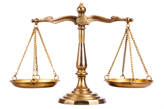 set of scales of justice cut out isolated on white background PNG , AI GENERATED