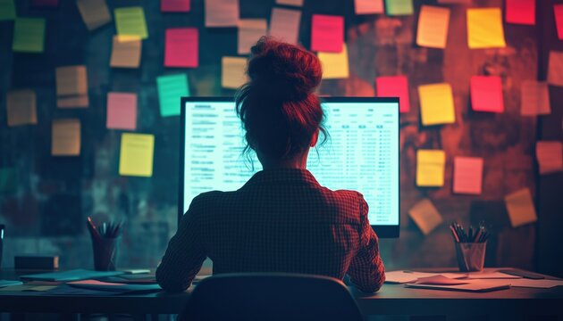 Businesswoman Using Modern Computer To Work On Compliance Rules And Law Regulation Policy, Viewing Documents With Checkbox Lists On Virtual Screen.
