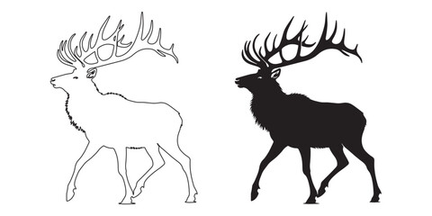 Majestic elk line art silhouette – minimalist design perfect for rustic and nature-inspired projects – elk silhouette – elk vector – elk illustration – minimalist elk outline – elk icon


