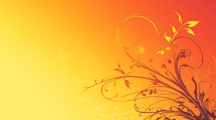 Abstract Orange Floral Design Background Artwork