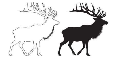 Clean elk silhouette – simple vector design for outdoor, wildlife, and nature-based branding – elk silhouette – elk vector – elk illustration – minimalist elk outline – elk icon

