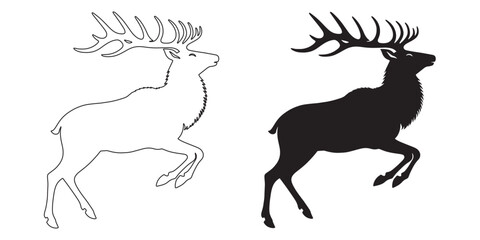 Elk vector silhouette – dynamic design for wildlife and nature-based logos – elk silhouette – elk vector – elk illustration – minimalist elk outline – elk icon

