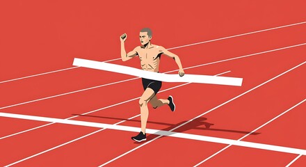 Obraz premium Triumphant Runner Crossing the Finish Line: A Celebration of Victory and Perseverance