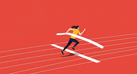 Triumphant Runner Crossing the Finish Line
