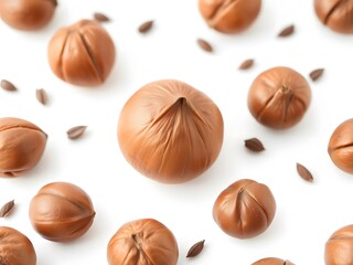 Whole and Cracked Hazelnuts Isolated on White Background – High-Quality Nut Food Stock Image