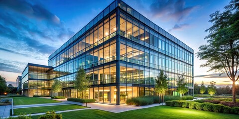 Fototapeta premium Modern corporate office building with sleek glass and steel facade