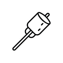 Marshmallow On Stick Outline Icon Vector Illustration Minimalist Design Style
