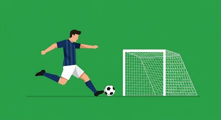 Fototapeta premium Soccer Player Kicking Ball Towards Goal