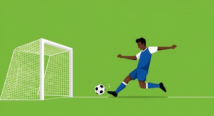 Fototapeta premium Soccer Player Kicking a Ball Towards the Goal