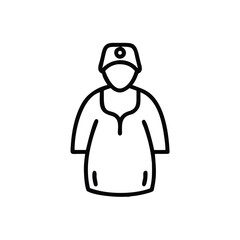 Simple Line Art Doctor Character Icon In Medical Scrub Uniform