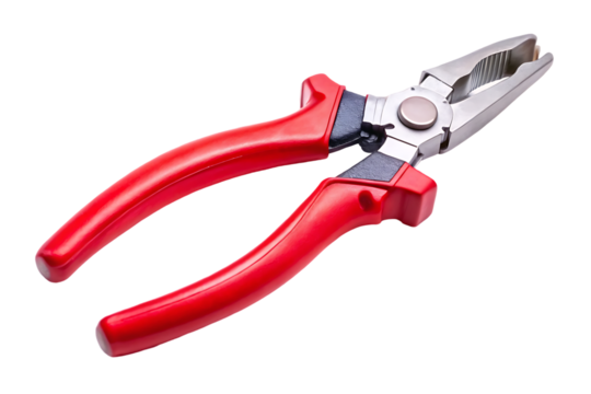 Durable Red Handled Pliers for Precision Gripping and Cutting isolated on white background  