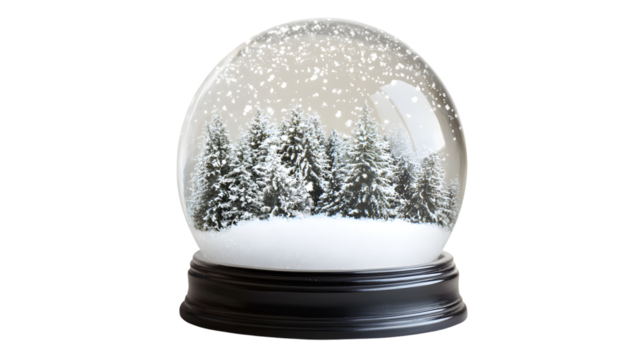 Empty Snow Globe on White Background for Winter Season Design