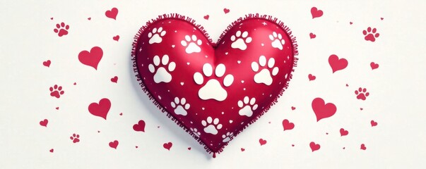 Isolated dog paw print vector heart scarf design, animal designs, unique accessories