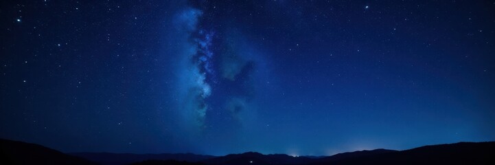 Fototapeta premium Starry night sky with twinkling stars on dark background, cosmos, celestial bodies