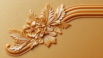 Golden Floral Design Embellishment On Textured Background