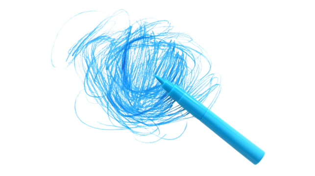 Light Blue Marker Stroke Isolated on White Background for Creative Designs