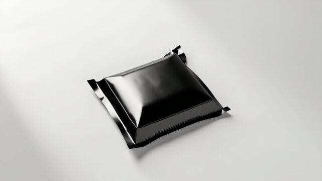 Top view of blank paper wrapping for individual square chocolate piece on a background. Packaging template mockup set with clipping path.