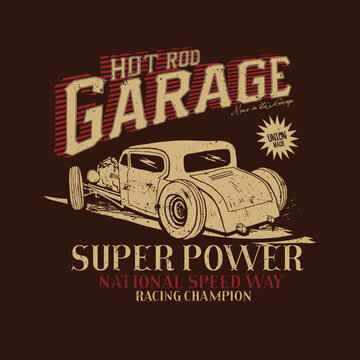 Hot Road Garage super power national speed way racing champion graphic prnts
