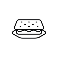 Outline Illustration Of A Chocolate Graham Cracker With Marshmallow Filling Dessert Icon