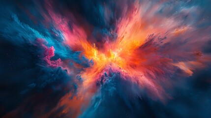 A vibrant explosion of colorful powder fills the air during a lively celebration, showcasing joy and cultural festivities.