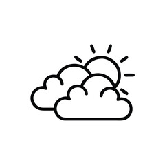 Sunny Weather Outline Icon With Clouds And Sunlight Symbol Design