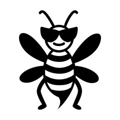 bee funny silhouette illustration, icon