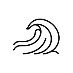 Ocean Wave Icon, Line Art, Curl, Crest, Surf, Water, Symbol, Design, Element, Graphic