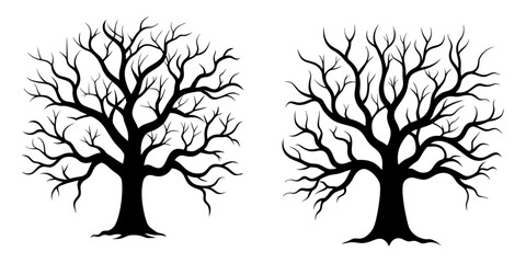 Fototapeta premium Halloween bare tree Silhouette isolated on white background