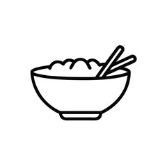 Simple Line Art Bowl of Noodles with Chopsticks Asian Food