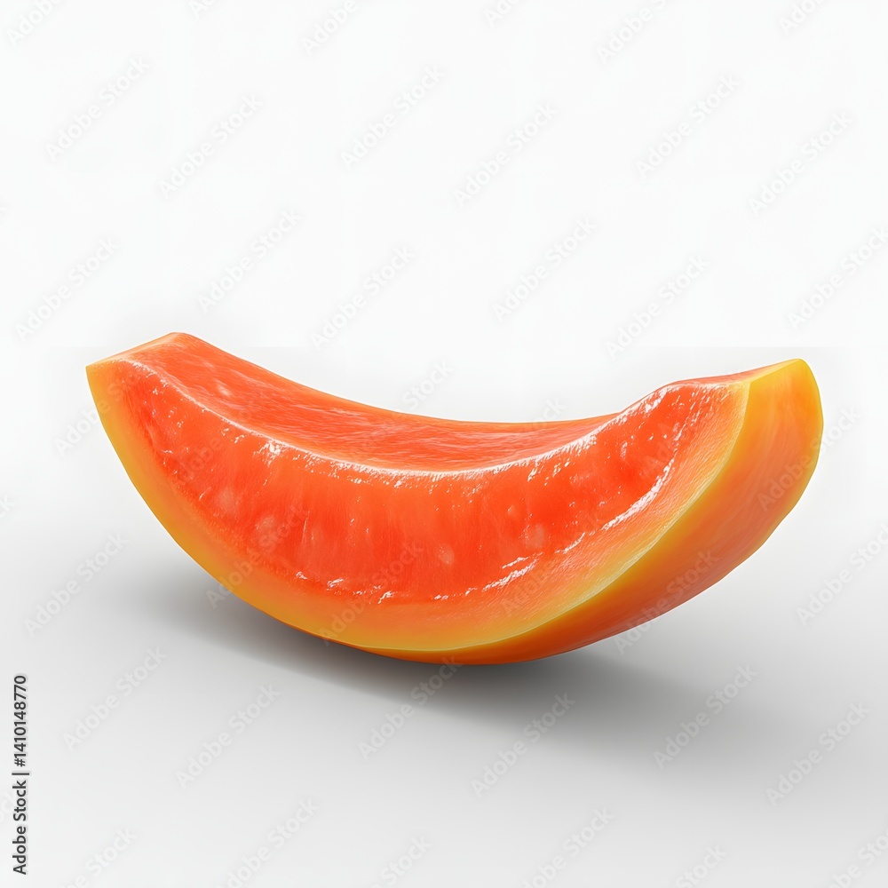 Aufkleber Close-up of a single papaya slice showing its vibrant color and texture. Isolated on a white background.
