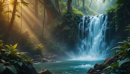 tropical waterfall in thailand