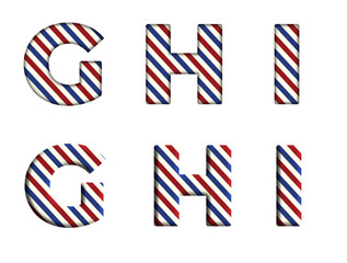 Fototapeta premium G, H, I Red and blue usa diagonal lines USA Patriotic pattern Alphabet letter text typography font image