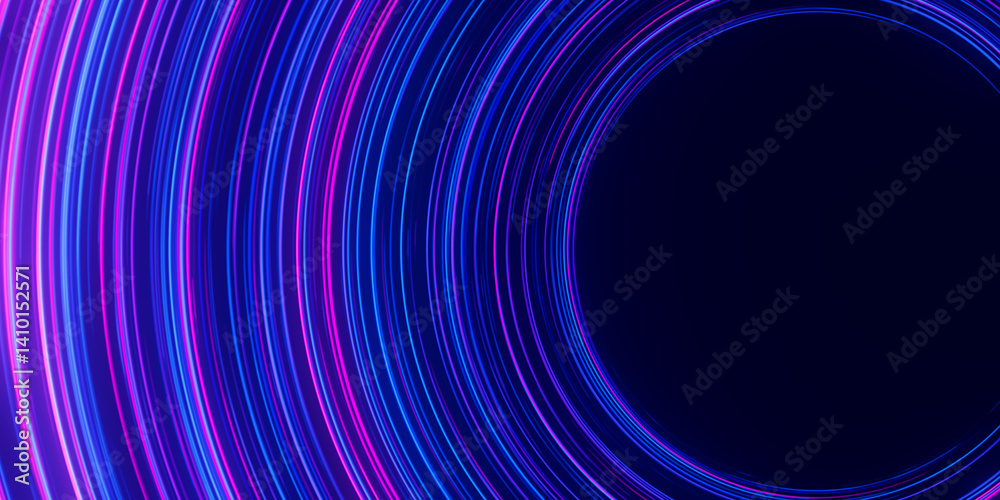 Poster circular data light speed flow. abstract round digital data stream of quantum computing. cyberspace 