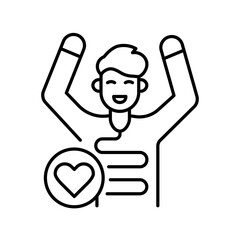 Gut health black line icon for digital and print projects.