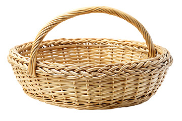Handcrafted Wicker Basket with Handle - Perfect for Home Decor and Storage  isolated on white background .