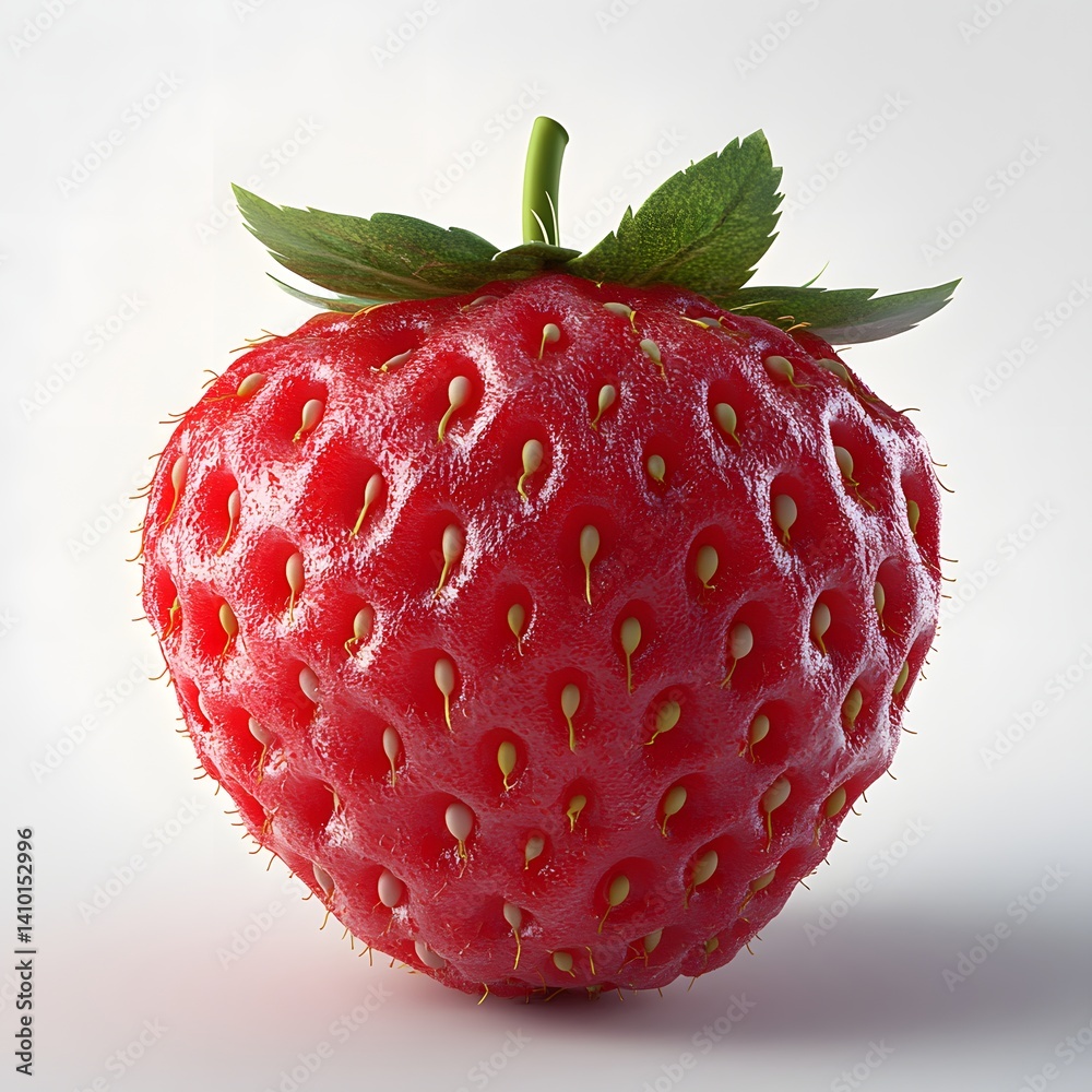 Poster close-up image of a single, ripe strawberry with visible seeds and detail. a detailed close-up of a 