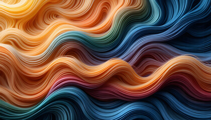 Fototapeta premium Noodle wavy background illustration. Curvy wave wallpaper. Colorful noodle Asia cuisine wallpaper